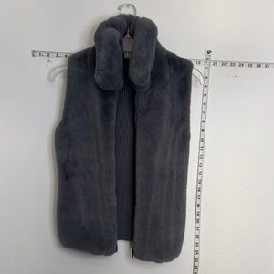 White House black market Faux Fur Vest - Gray